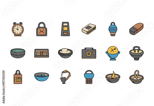 Icon Set Breakfast Stock Illustration 