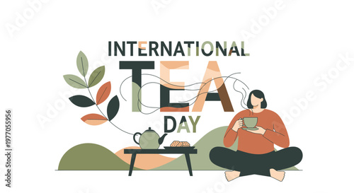 International Tea Day celebration with a cup.