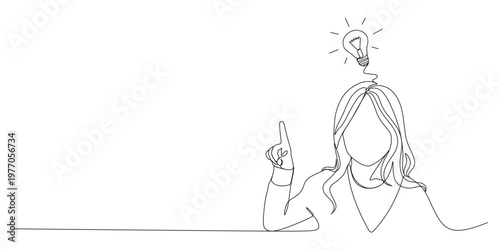 continue line illustration of a child getting an idea eps  4
