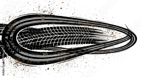 Tire Tracks Abstract Background with Mud Splatter - Dynamic Motion and Off-Road Adventure