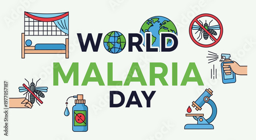 World Malaria Day awareness campaign illustration.