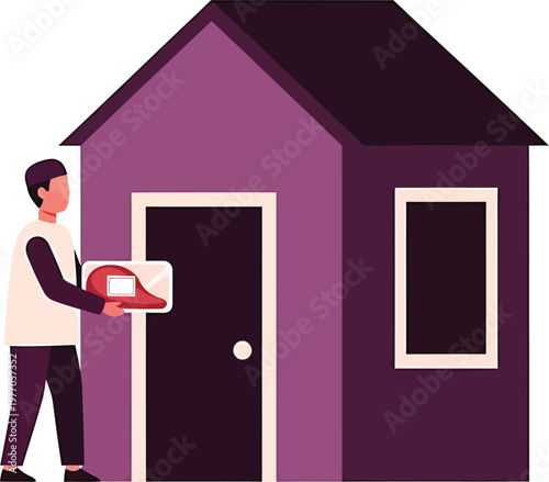a man delivering a package to a house