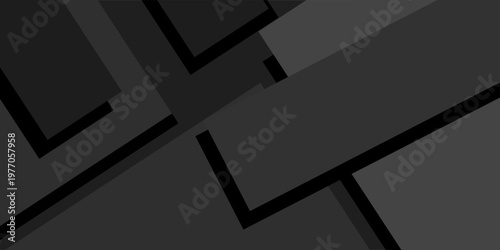 Dark carbon grey abstract geometric background with soar rectangele surfaces with corners, stripes, lines as monochrome stylish backdrop in elegant simple modern minimal style, top view