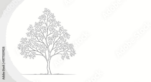 Minimalist line art of a delicate tree with sparse leaves on a white background