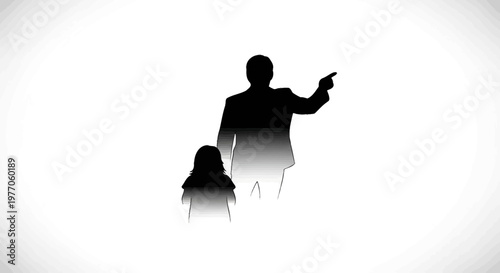 Father and daughter silhouette, pointing finger, family, guidance, future, hope, love, togetherness