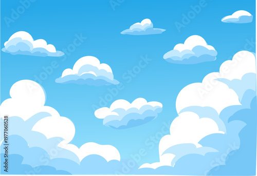 Blue sky with fluffy cloud cluster