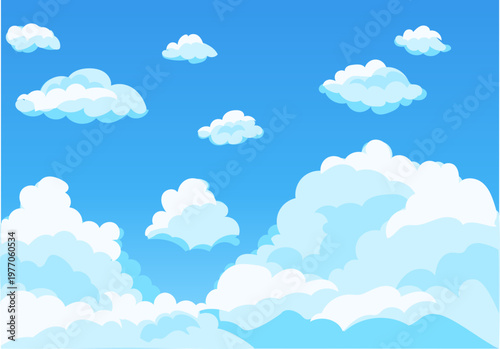 Floating cloud pattern blue sky illustration