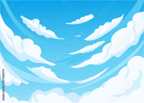 Curved cloud tunnel sky illustration