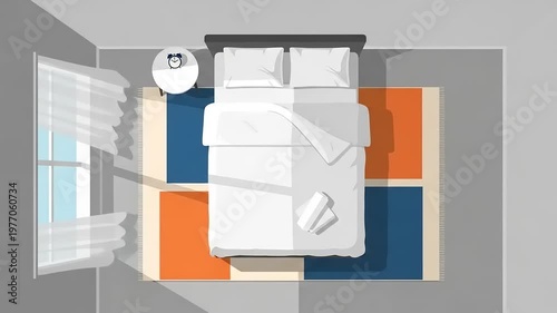Top View of Modern Bedroom Interior Design.