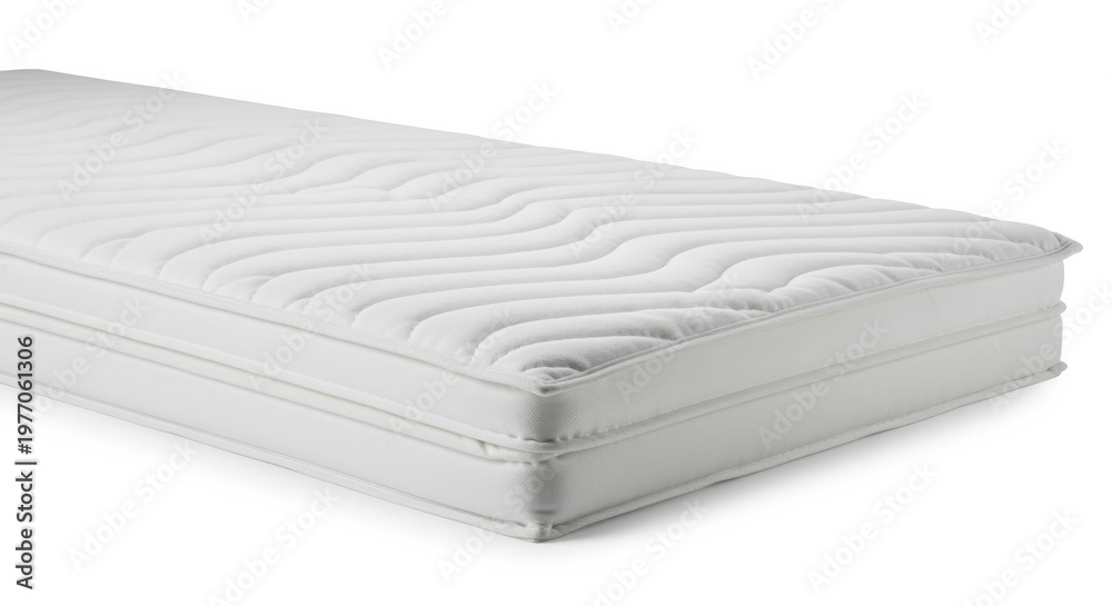 Fototapeta premium Single isolated layer of soft white quilted mattress top cover shown as clean stacked slab product