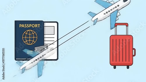 Travel Preparation with Passport and Luggage.