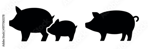 Silhouettes of various farm animals vector set