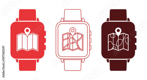 Smartwatch displaying a map navigation app with route guidance on a digital screen for outdoor travel and navigation