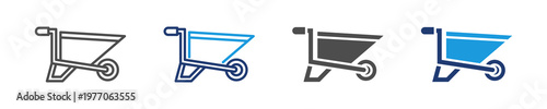 wheel barrow icon set multiple style