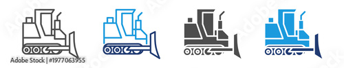 bulldozer icon set multiple style