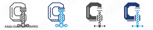 c-clamp icon set multiple style