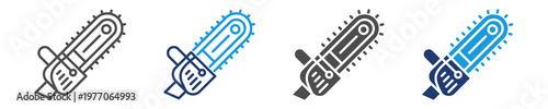 electric chainsaw icon set multiple style