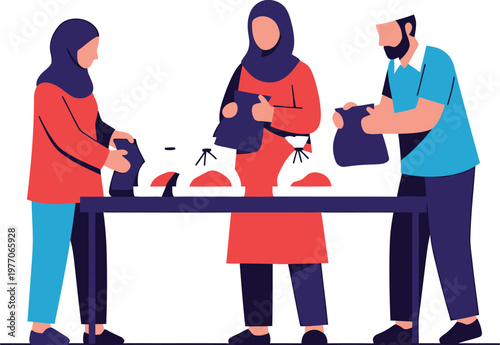 people preparing food for distribution