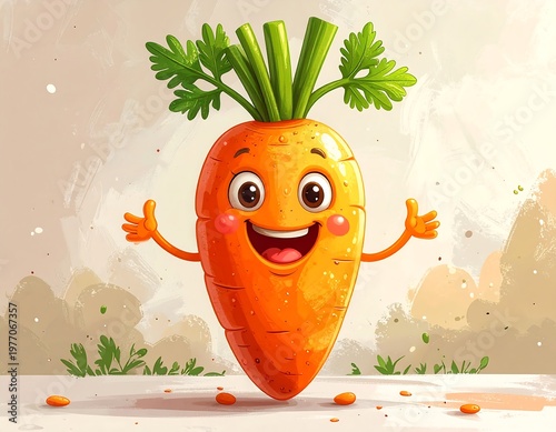 Happy Cartoon Carrot Character Giving Thumbs Up.