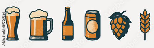 Craft beer icons element vector set
