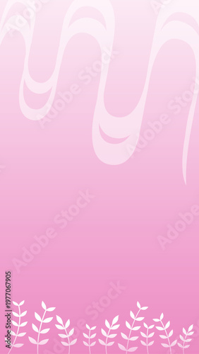 北欧風の草のイラスト　縦長の背景　フレーム