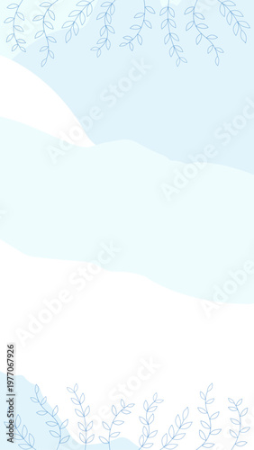 北欧風の草のイラスト　縦長の背景　フレーム