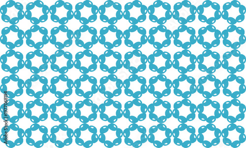 seamless pattern with shapes, green blue bubble  ring round hexagon block on white background, design for fabric print or t-shirt paint screening