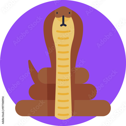 A strong, high-contrast cobra with an expanded hood and upright posture, conveying power and mysticism.