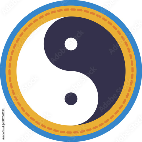 A Yin Yang symbol integrated with delicate mandala patterns, blending Eastern philosophy with traditional Indian artistic elements to symbolize unity and cosmic equilibrium.