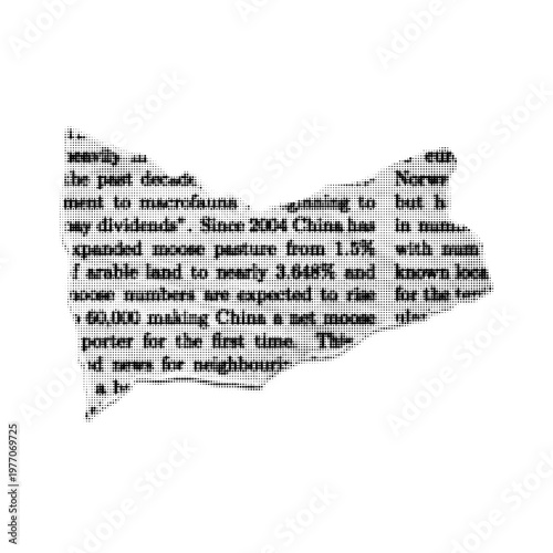 Halftone illustration of a torn newspaper clipping with visible printed text