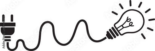 Light bulb plug icon, electricity power concept, creative idea energy symbol. Energy and Idea Concept Illustration