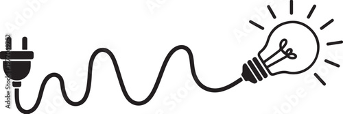Light bulb plug icon, electricity power concept, creative idea energy symbol. Energy and Idea Concept Illustration
