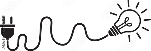 Light bulb plug icon, electricity power concept, creative idea energy symbol. Energy and Idea Concept Illustration