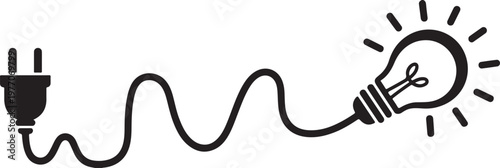Light bulb plug icon, electricity power concept, creative idea energy symbol. Energy and Idea Concept Illustration