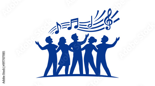 Ensemble of Singers with Musical Notes