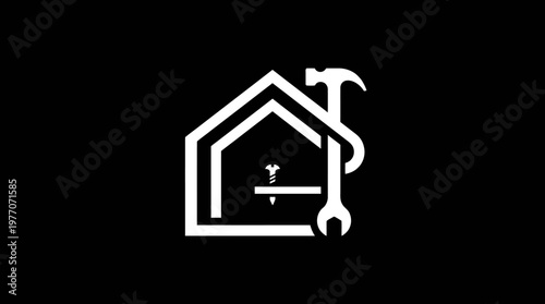 House Logo With Tools Home Renovation And Repair Symbol
