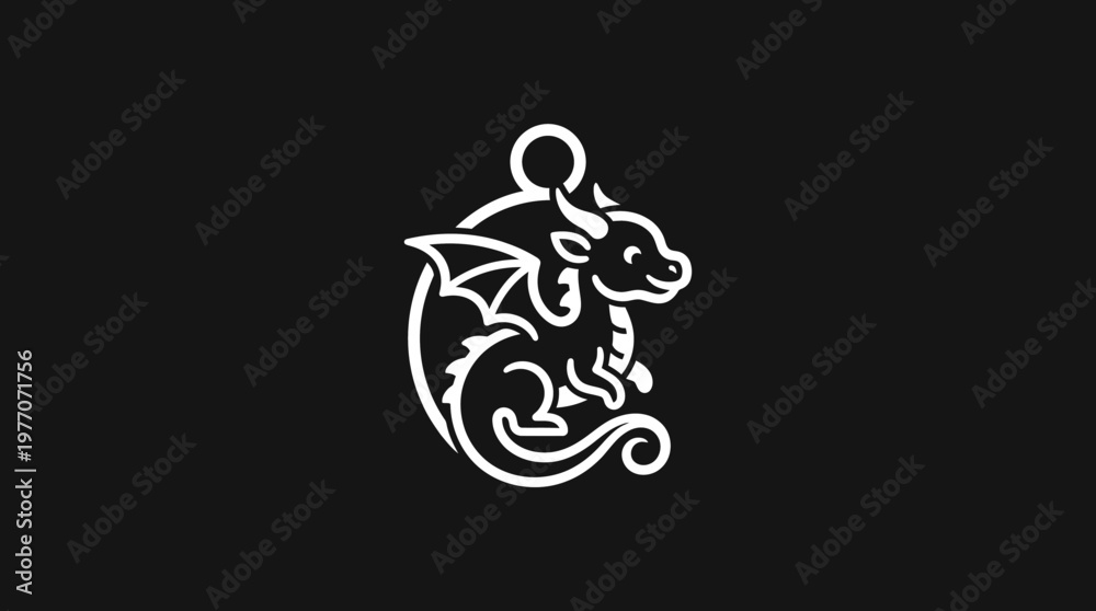 Fototapeta premium Cute Baby Dragon Pendant With Loop