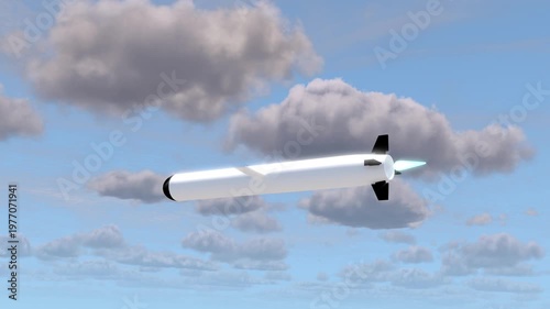 Military missile rocket launch air fly on cloudy sky able to loop endless 4k