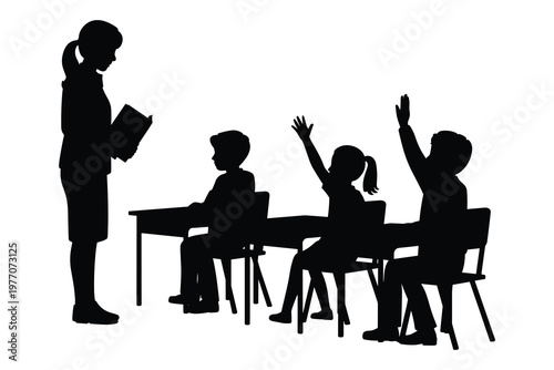 Silhouette of diverse team celebrating success with raised hands