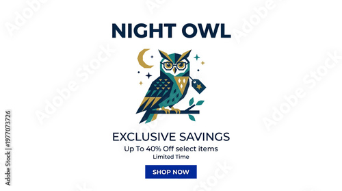 Night Owl Themed Promotional Banner with Discount