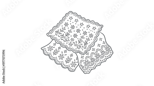 Elegant Vector Handkerchiefs with Floral Lace Edges