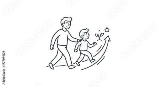 Father Guiding Son On a Path to Success
