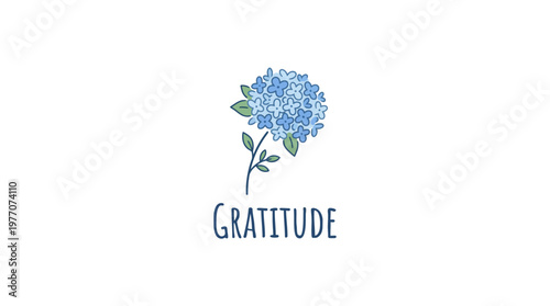 Hydrangea Flower with Gratitude Word