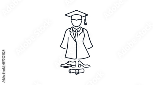 Minimalist Outline of a Graduate in Academic Attire