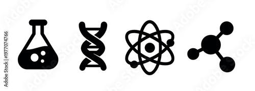 Science icons representing chemistry illustration vector set