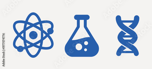 Science icons in blue design illustration vector set