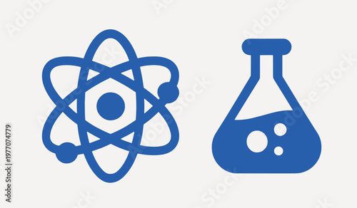 Science icons in blue design illustration vector set