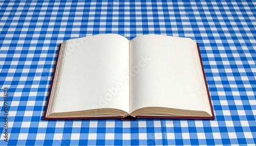 Obraz na płótnie 何も書かれていない本が開かれた状態でテーブルの上に置かれている。 白紙のページが広がり、静けさと余白の美しさを感じさせる構図。 シンプルな背景が本の存在と可能性を引き立てる。 学習、創造、思考、アイデアのテーマに適したイメージ。
