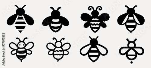 Minimalist bee icon set vector elements