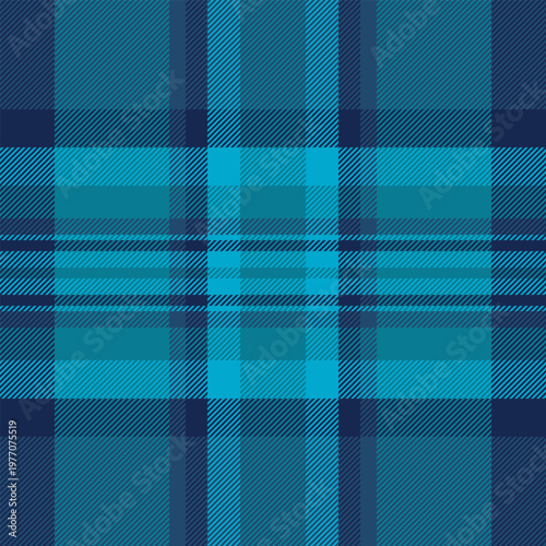 Girl textile plaid vector, detailed background tartan pattern. Calm check fabric seamless texture in blue and cyan colors.